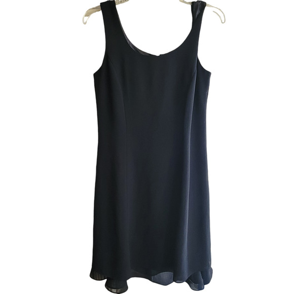 KS Little Black Dress Size 6P Sleeveless Lined Knee Back Zipper Ruffle Goth Y2k - Picture 5 of 8